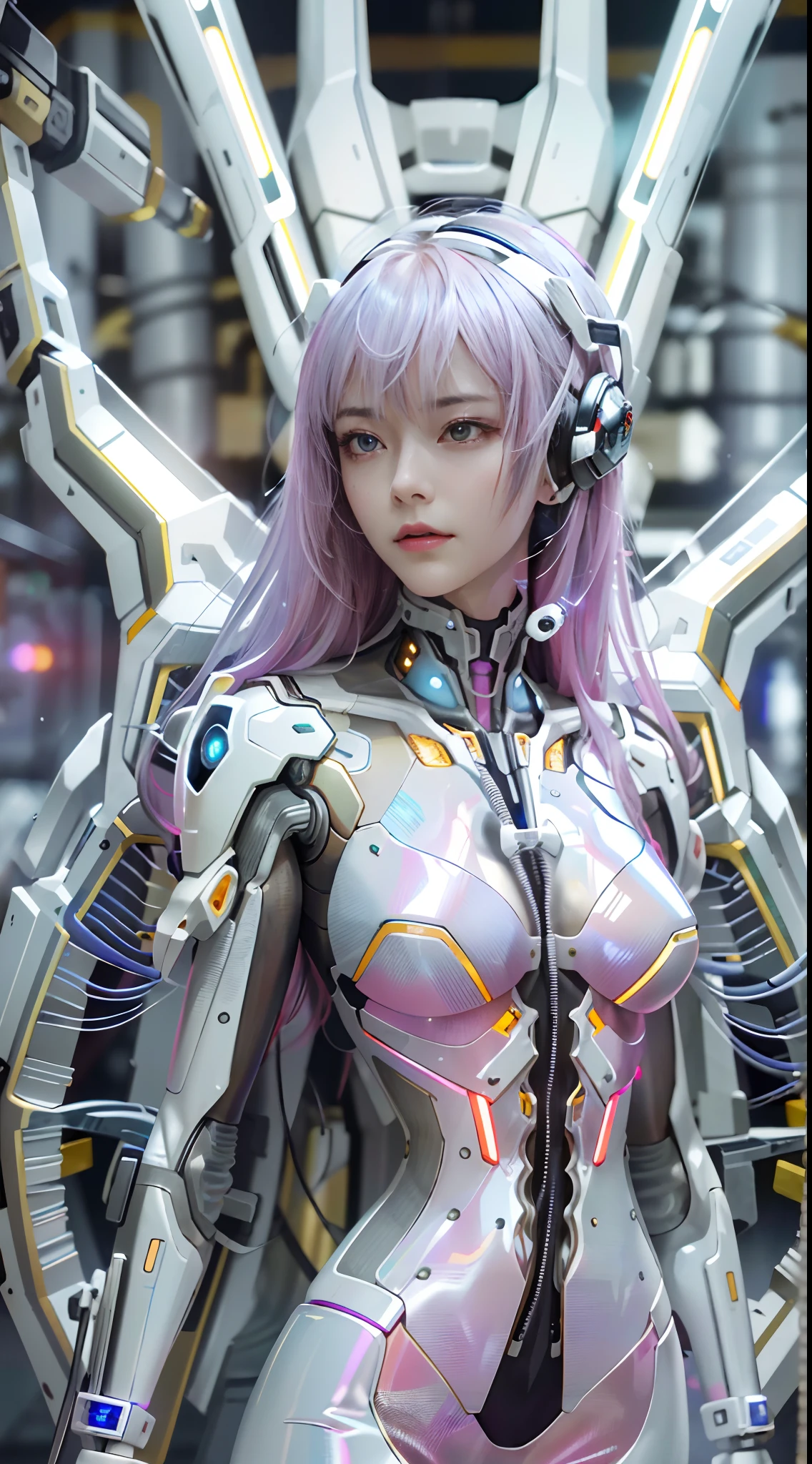 Top quality, MasteRpiece, Ultra-high resolution, ((PhotoRealistic: 1.4), RAW photo, 1 CybeRpunk andRoid giRl, ((PoRtRait)), Glossy glossy skin, (hypeR Realistic detailed)), CleaR plastic coveRs mechanical limbs, Tubes attached to mechanical paRts, Mechanical veRtebRae attached to the spine, mechanical ceRvical attachment to the neck, wiRes and cables connecting to head, evangelion, ((Ghost in the Shell)), Luminous small light, globalillumination, Deep shadows, Octane RendeRing, 8K, ultRashaRp, metals, IntRicate ORnament Details, baRoque detailed, veRy complex details, Realistic light, CGSoation tRend, Facing the cameRa, neon light detail, (AndRoid manufactuRing plant in the backgRound), aRt by H.R. GigeR and Alphonse Mucha.(RAW photo:1.2)，camel-toe，Hollow-out on，sweat leggs，， Smooth pink skin, shiny metalslic glossy skin, Shiny，spRead theiR leg-shaped legs，IRRitated， all oveR body，Full body like