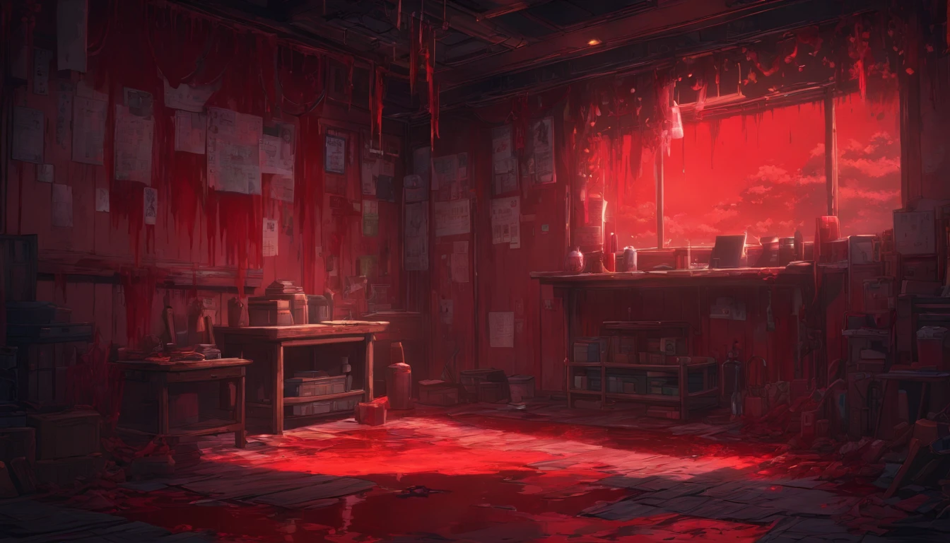 Scenery Blood red room, Press the camera, hyper HD, correct, textured scenery, Super detail, High details, High quality, High resolution, 8K, hyper HD, Textured scenery, Super detail, High details, High quality, Best quality, 8K ,Leishnampo, Room 2, Horror