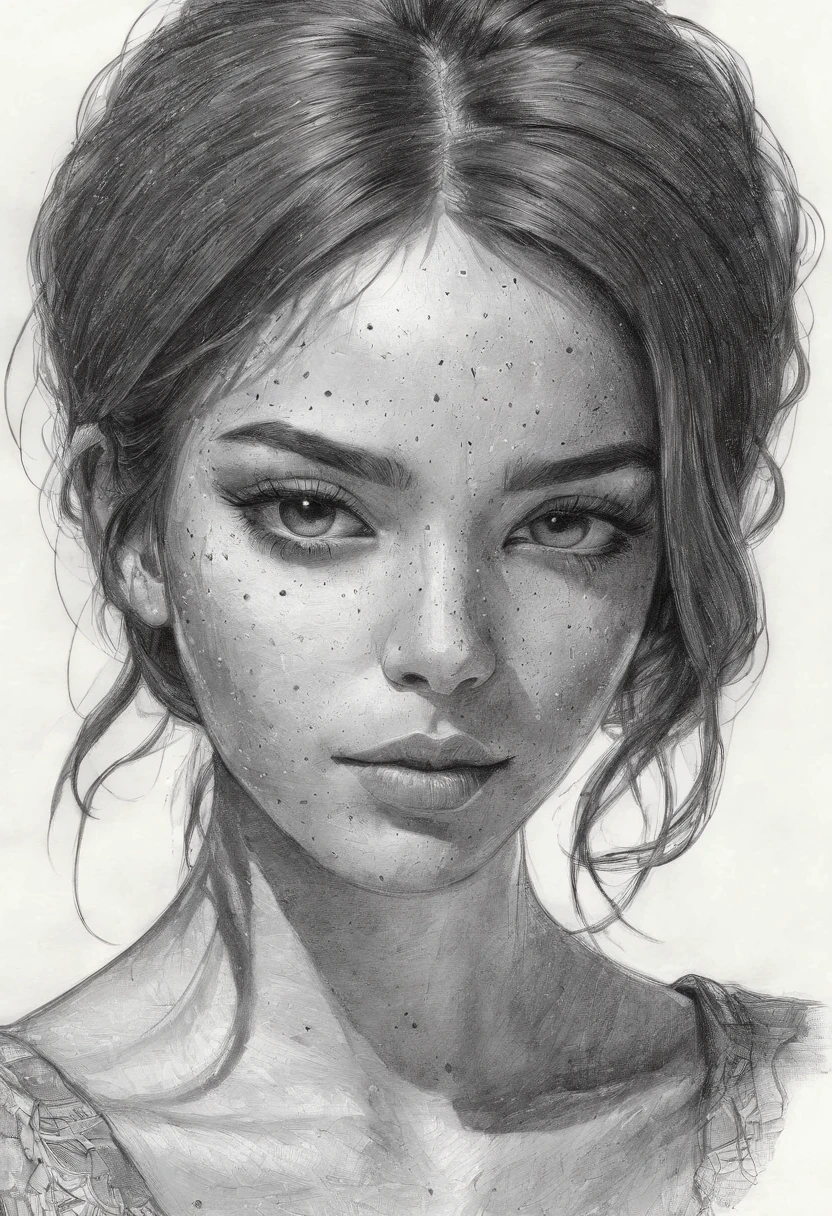 A drawing of a woman with freckled hair and a freckled top - SeaArt AI