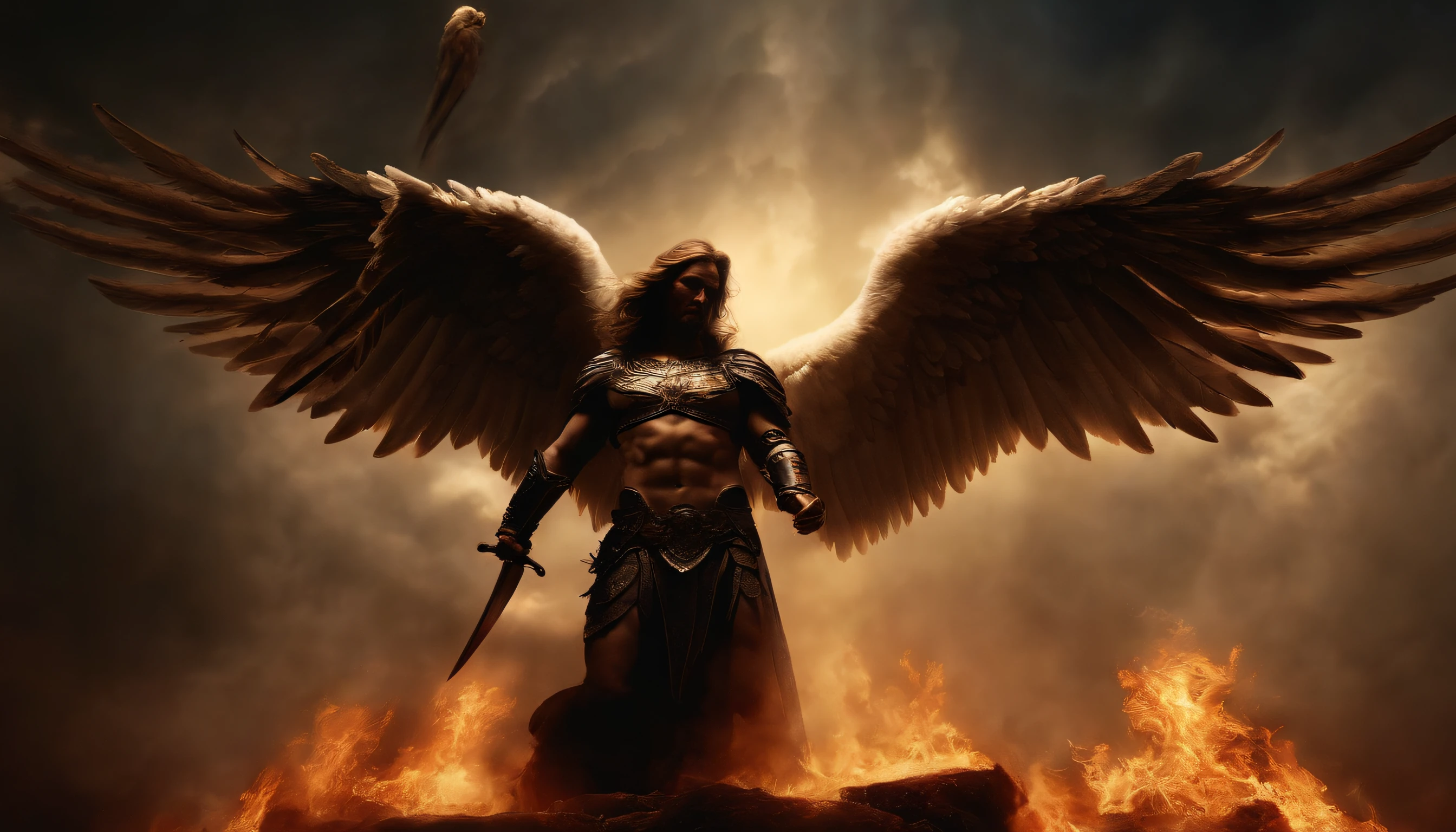 Das Bild der Engel Gottes，Standing in hell with sword in hand, Angels ...