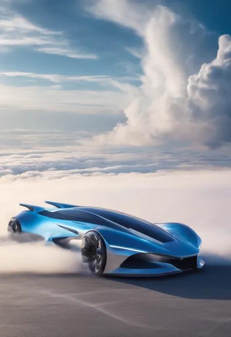 Futuristic car flying above the clouds,, Ultra photo realsisim, Highly detailed,8K
