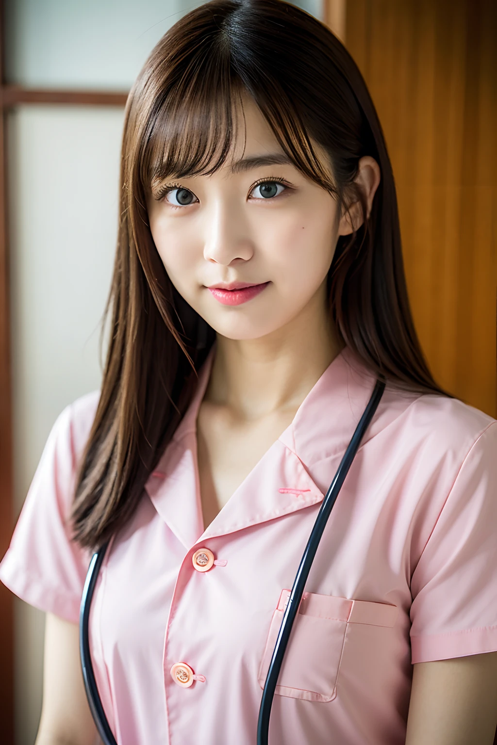 Japan nurse girl, Wearing a pink uniform, Name Shoko Nishinomiya ...