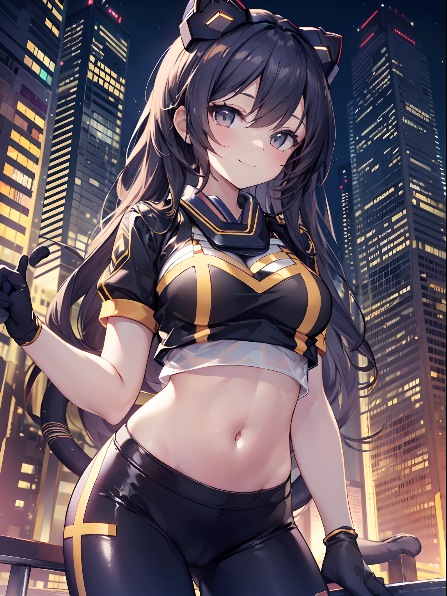 1girl in, (Chiquita:1.2), IP1, 1girl in, (Cat mask, croptop, Tight pants, Twin-tailed, Short sleeves, gloves), 
(Close Shot, Best Quality, hight resolution, 4K, Detailed Lighting, Shaders, NSFW), 

Smiling,
Dynamic Pose, 
skyscraper, night, 
Looking at Viewer,