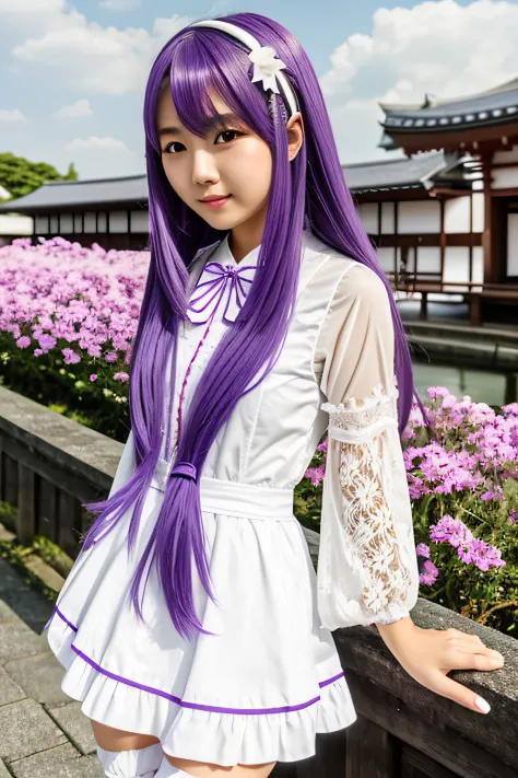 Japan girls, Long light colored hair., White lolita and pouple