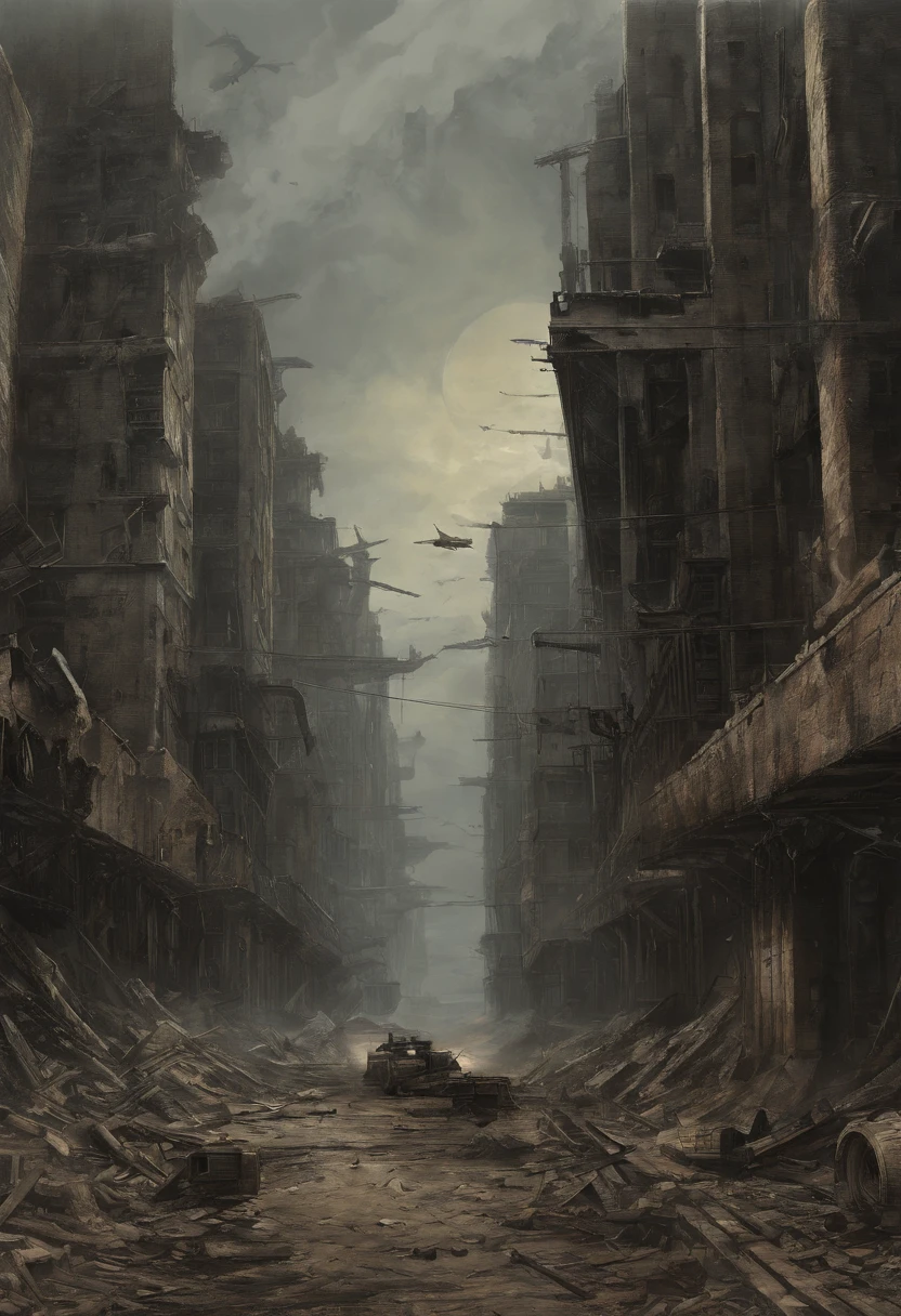 A picture taken from a video game of a destroyed city - SeaArt AI