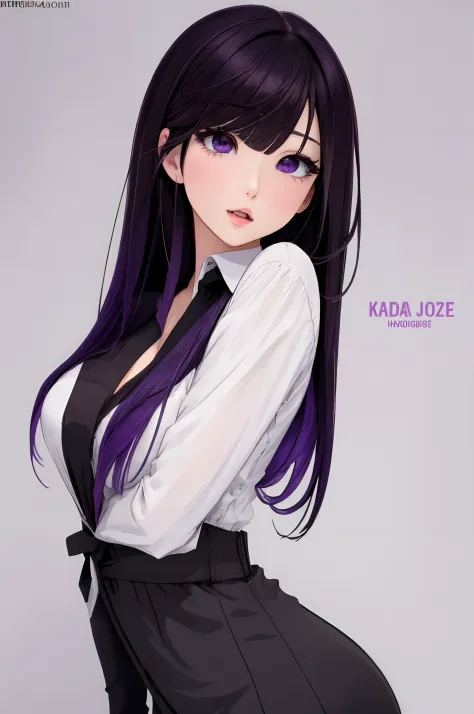 A dark-haired、Hair、Background white、Photorealsitic, hight resolution, 1 rapariga, Korea person, Heterochromia eyes, a purple eye...