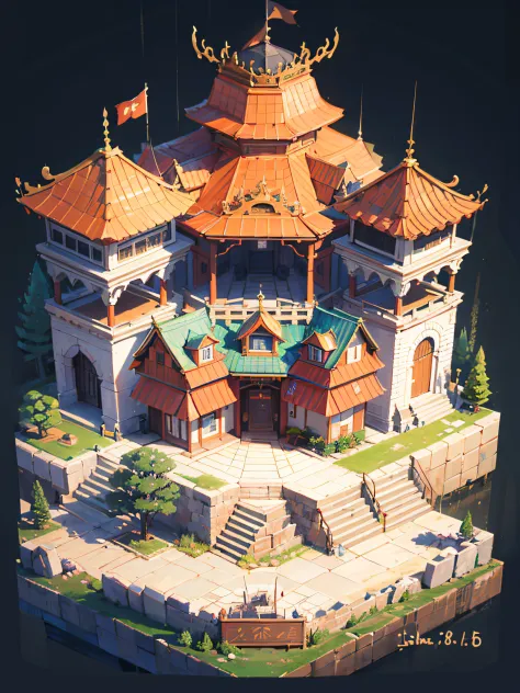 (isometry:1.5),tmasterpiece,highestquali,8k,（isometric 2 of the pumice castle.5d art）,dreamy westward journey style,chinese-styl...