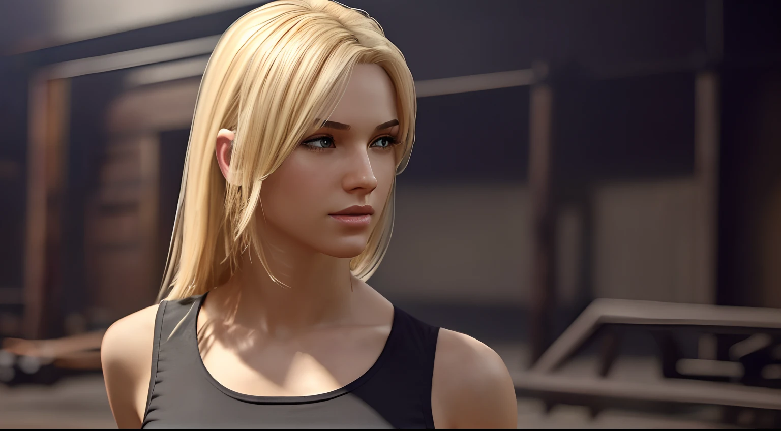 ((Best Quality, 8K, Masterpiece: 1.3)), Full Body, Focus Clear: 1.2, Outstanding Beauty: 1.4, Slender Abs: 1.2, ((Blonde, Big: 1.2)), Black Tank Top, Highly Detailed Face and Skin Texture, Detailed Eyes, Double Eyelids, Claire, re2 remake