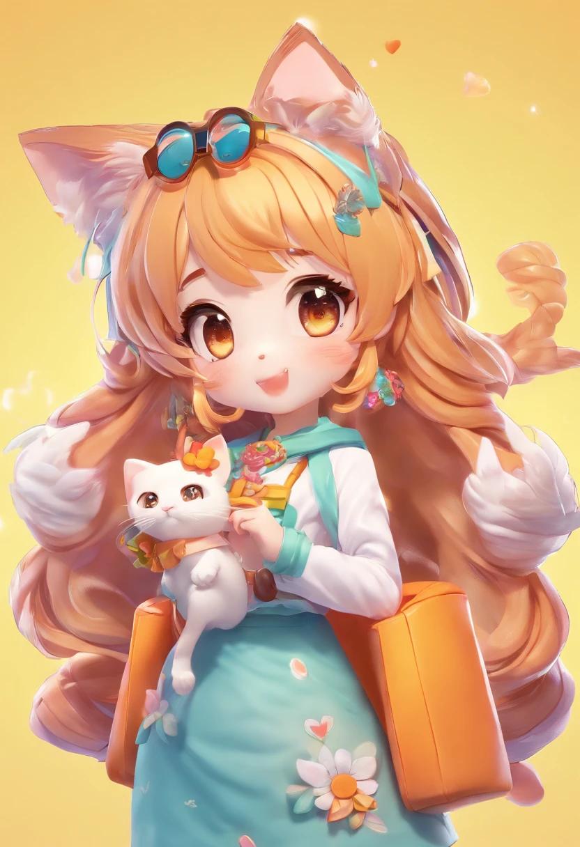 A girl with a cat and a bag holding a cat - SeaArt AI