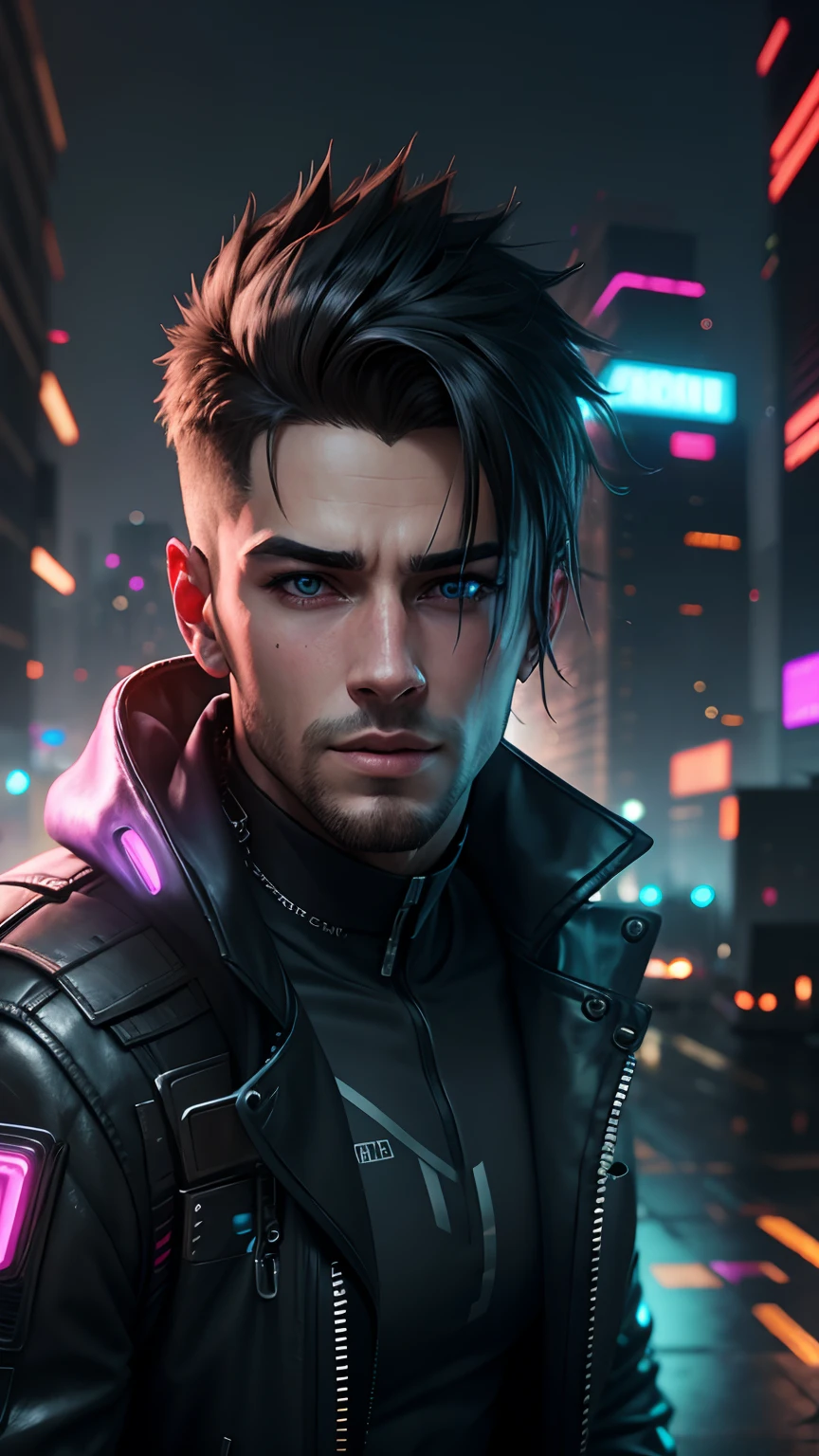 Ultra  realistic cyberpunk handsome boy 4k realistic change background