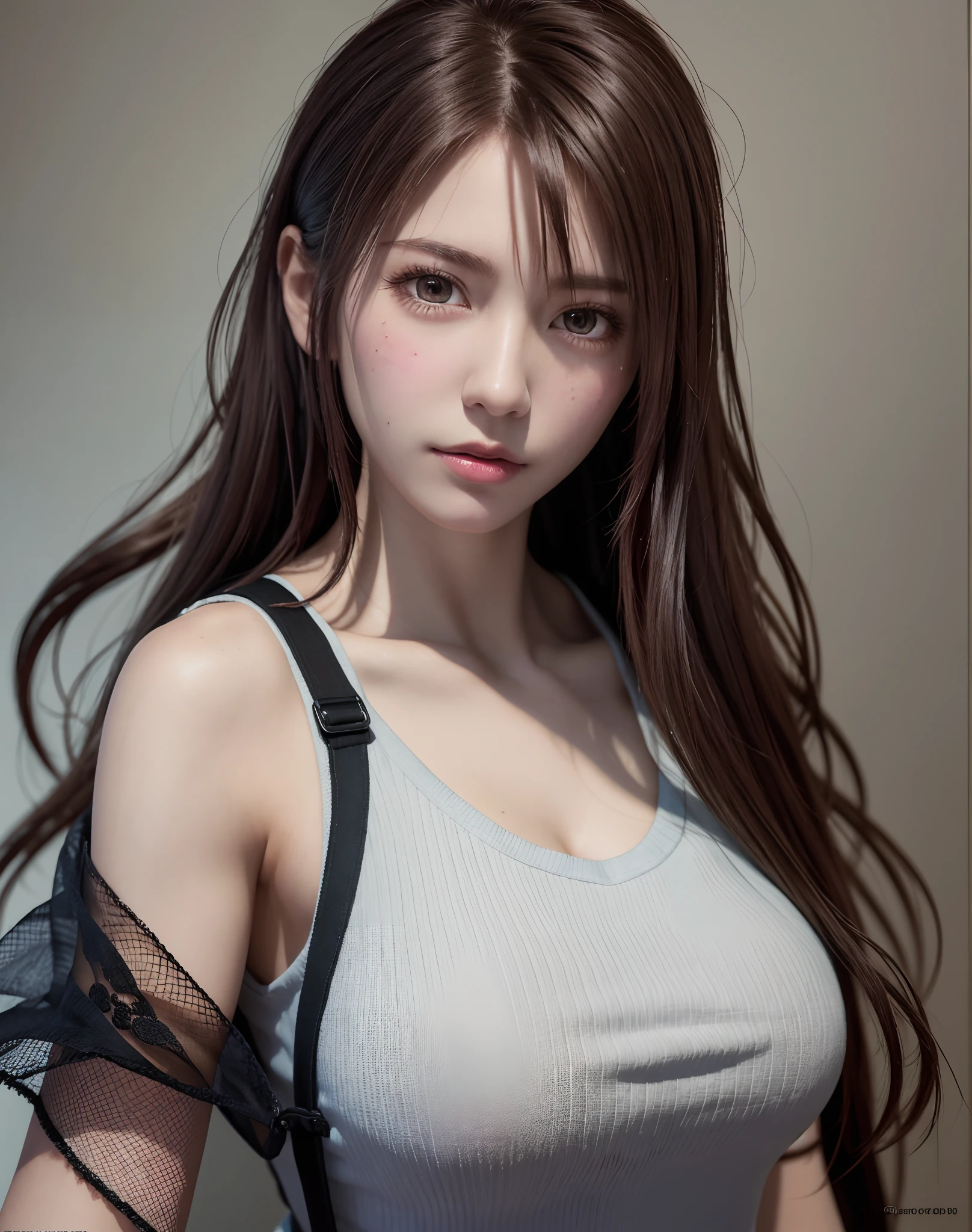 high quality picture, masutepiece, detailed hair texture, Detailed skin texture, Detailed Cloth Texture, 8K, Add fabric details, ultra detailed skin texture, ultra detailed photographic, Skin pores, Portrait of a girl, Wear a tank top, Add cloth details, High Ski...