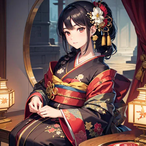 (Masterpiece, Best Quality, Best Quality, Official Art, Beautiful and Indulgent: 1.2), (Kimono), Arms Behind Back, (Upper Body Only), (1 Girl: 1.3), Japan Woman, Very Detailed, Colorful, Best Detailed ((Super Detailed)), (Highly Detailed 2DCG Illustration)...