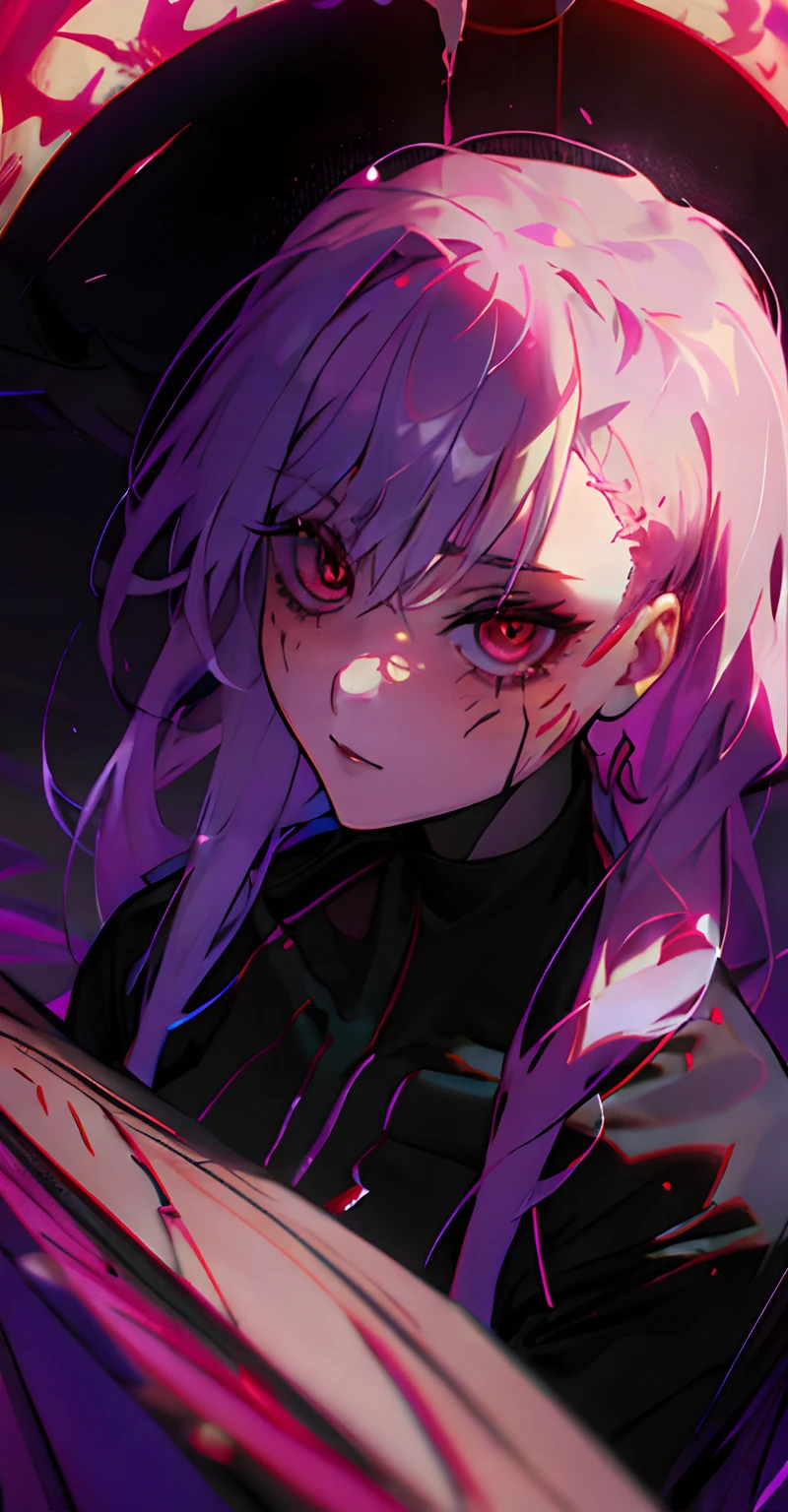 Anime girl looking into the darkness with horns and a crown on her head, Gapmoe Yandere Grimdark, with glowing red eyes, demon anime girl, Gothic Maiden anime girl, with glowing red eyes, Portrait Gapmoe Yandere Grimdark, anime monster girl, Best Anime 4K Konachan Wallpaper, Melted, vampire girl, Arte Zerochan, The Vampire,(((macro lens)))