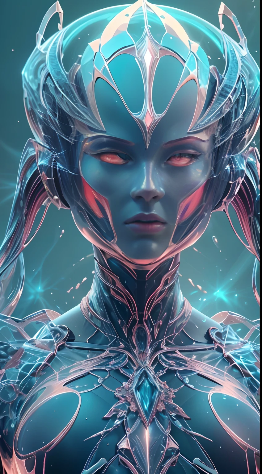 Translucent ethereal alien warrior，ModelShoot style, (Extremely detailed CG unified 8K wallpapers), The beauty of abstract stylization,，surrealism, 8K, Super detail, Best quality, Award-Awarded, Anatomically correct, 16k, Super detail