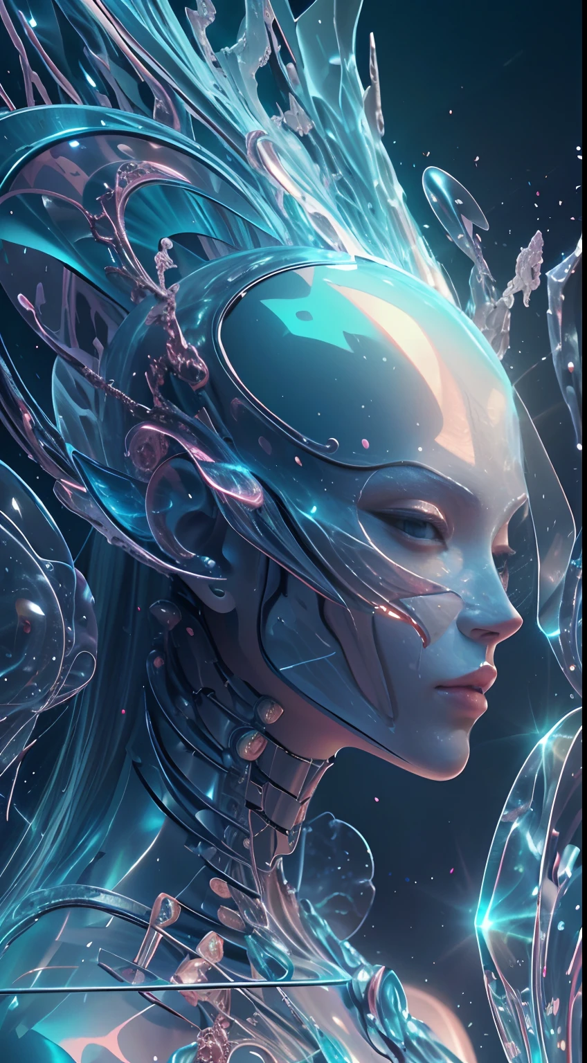 Translucent ethereal alien warrior，ModelShoot style, (Extremely detailed CG unified 8K wallpapers), The beauty of abstract stylization,，surrealism, 8K, Super detail, Best quality, Award-Awarded, Anatomically correct, 16k, Super detail