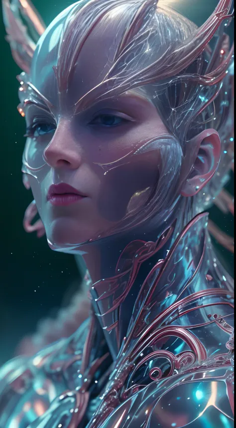 Translucent ethereal alien warrior，ModelShoot style, (Extremely detailed CG unified 8K wallpapers), The beauty of abstract styli...