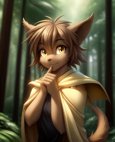 madelyn , madelyn adelaide, twokids, (best quality, masterpiece:1), solo, furry female anthro, yellow eyes, short hair, light br...