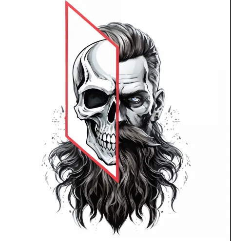 Skull, beard, skull art, png | PNGWing