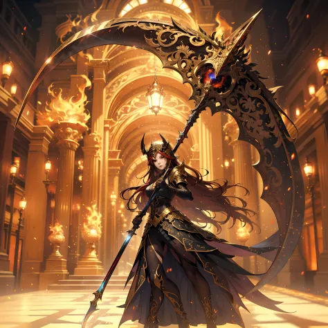 a woman with a large sword in a room with lights, 2. 5 d cgi anime fantasy artwork, by Yang J, anime fantasy artwork, anime fant...