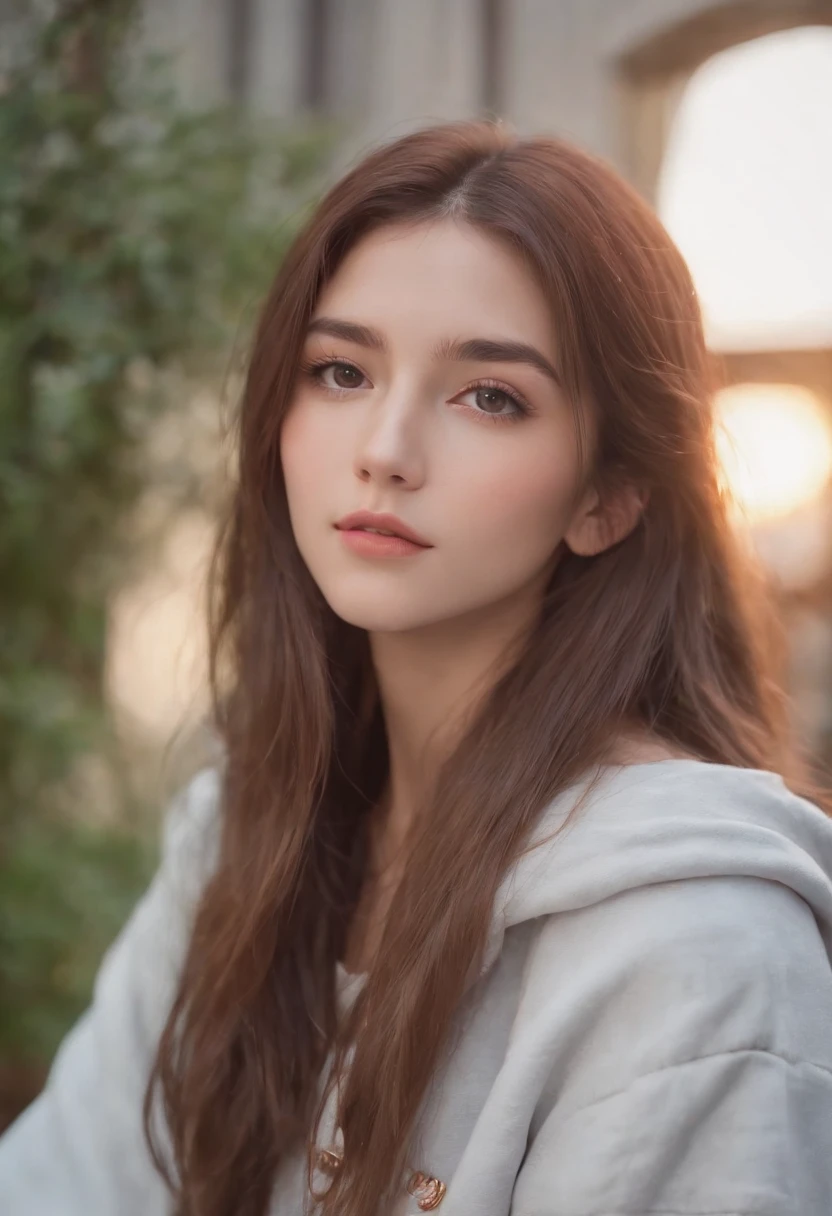 Anime girl with long brown hair at the camera, 8 0 s anime vibe, 8 0 s anime art style, in the art style of 8 0 s anime, 9 0 s anime aesthetic, retro anime girl, 1980's anime style, 9 0 s anime art style, 8 0 s anime style, an retro anime image，maximum quality，8K, hippie, long elephant pants, big hoodie