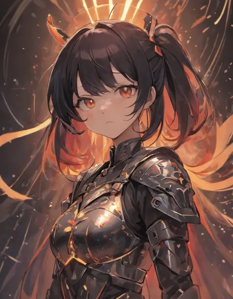 anime - style image of a woman in armor with long black hair, badass ...