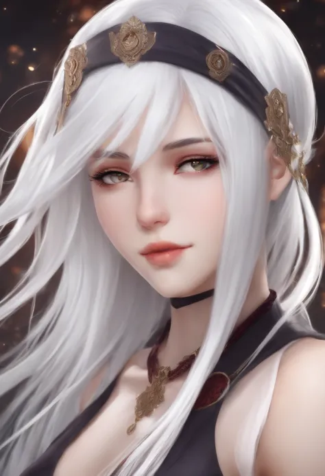 White hair anime girl with medium tits, 15 years old