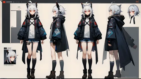 ((Masterpiece, highest quality)), detailed face, character sheet, Full body, full of details, multiple poses and expressions, highly detailed, depth, many parts, 1girl,Smirk,Head wings,white_hair,Colored inner hair,Ahoge,Hair bow,red eyes,star-shaped pupil...