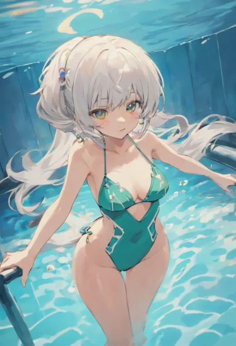 Touhou Sakuya Izayoi white hair sexy swimsuit in the pool