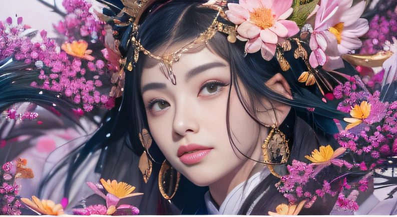 32K（tmasterpiece，k hd，hyper HD，32K）Long flowing black hair，Gold jewelry area in the back room，Smoke ring girl ，Peony flowers fly （realisticlying：1.4），Carp pattern robe，Purple-pink tiara，Pear blossoms flutter，The background is pure，Hold your head high，Be proud，The nostrils look at people， A high resolution， the detail， RAW photogr， Sharp Re， Nikon D850 Film Stock Photo by Jefferies Lee 4 Kodak Portra 400 Camera F1.6 shots, Rich colors, ultra-realistic vivid textures, Dramatic lighting, Unreal Engine Art Station Trend, cinestir 800，Hold your head high，Be proud，The nostrils look at people，32K（tmasterpiece，k hd，hyper HD，32K）Long flowing black hair，Backroom pond，zydink， a color， Asian people （A unicorn）， （Silk scarf）， Combat posture， looking at viewert， long whitr hair， Floating hair， Hanfu， Chinese clothes， longer sleeves， （abstract ink splash：1.2）， white backgrounid，Kirin Beast Protector （realisticlying：1.4）， （realisticlying：1.4），，The nostrils look at people， A high resolution， the detail， RAW photogr， Sharp Re，