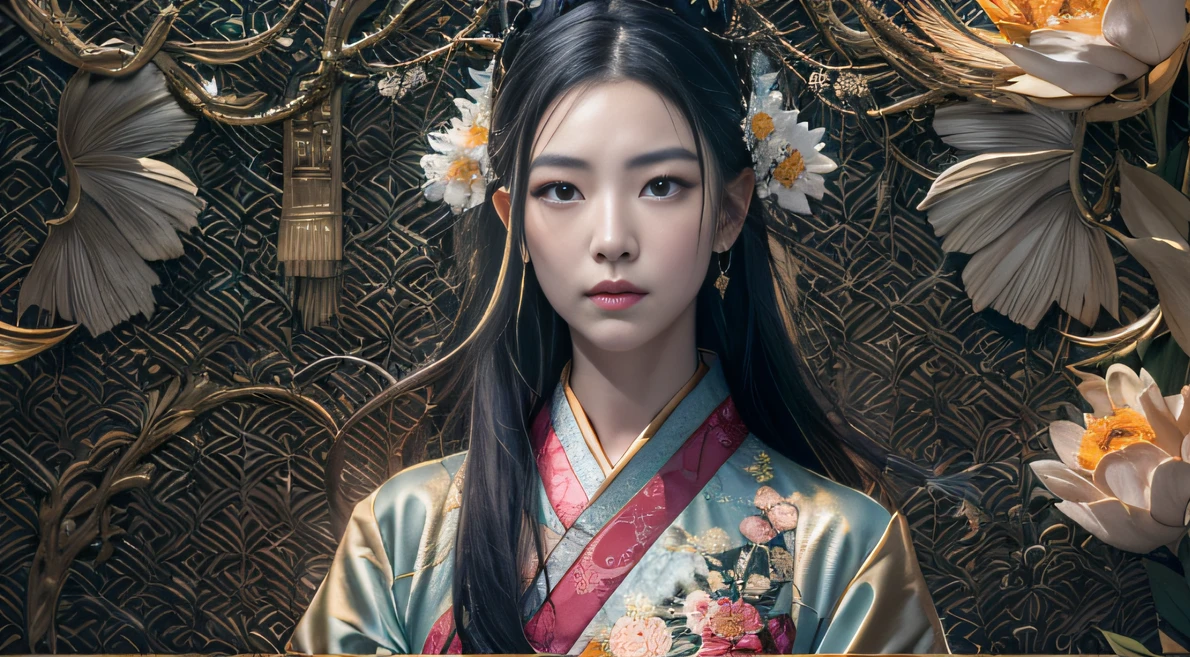 32K（tmasterpiece，k hd，hyper HD，32K）Long flowing black hair，Gold jewelry area in the back room，Smoke ring girl ，Peony flowers fly （realisticlying：1.4），Carp pattern robe，Purple-pink tiara，Pear blossoms flutter，Hermes orange background pure，Hold your head high，Be proud，The nostrils look at people， A high resolution， the detail， RAW photogr， Sharp Re， Nikon D850 Film Stock Photo by Jefferies Lee 4 Kodak Portra 400 Camera F1.6 shots, Rich colors, ultra-realistic vivid textures, Dramatic lighting, Unreal Engine Art Station Trend, cinestir 800，Hold your head high，Be proud，The nostrils look at people，32K（tmasterpiece，k hd，hyper HD，32K）Long flowing black hair，Backroom pond，zydink， a color， Asian people （A unicorn）， （Silk scarf）， Combat posture， looking at viewert， long whitr hair， Floating hair， Hanfu， Chinese clothes， longer sleeves， （Abstract propylene splash：1.2）， Hermes orange background，Kirin Beast Protector （realisticlying：1.4）， （realisticlying：1.4），Scratching has a taste，The nostrils look at people， A high resolution， the detail， RAW photogr， Sharp Re，