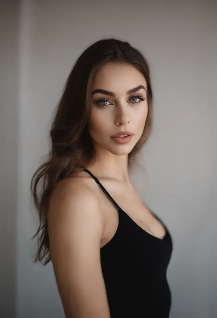 russian woman in a black bra top posing for a picture, 30 years old, sexy  face, jaw dropping beauty, portrait sophie mudd - SeaArt AI