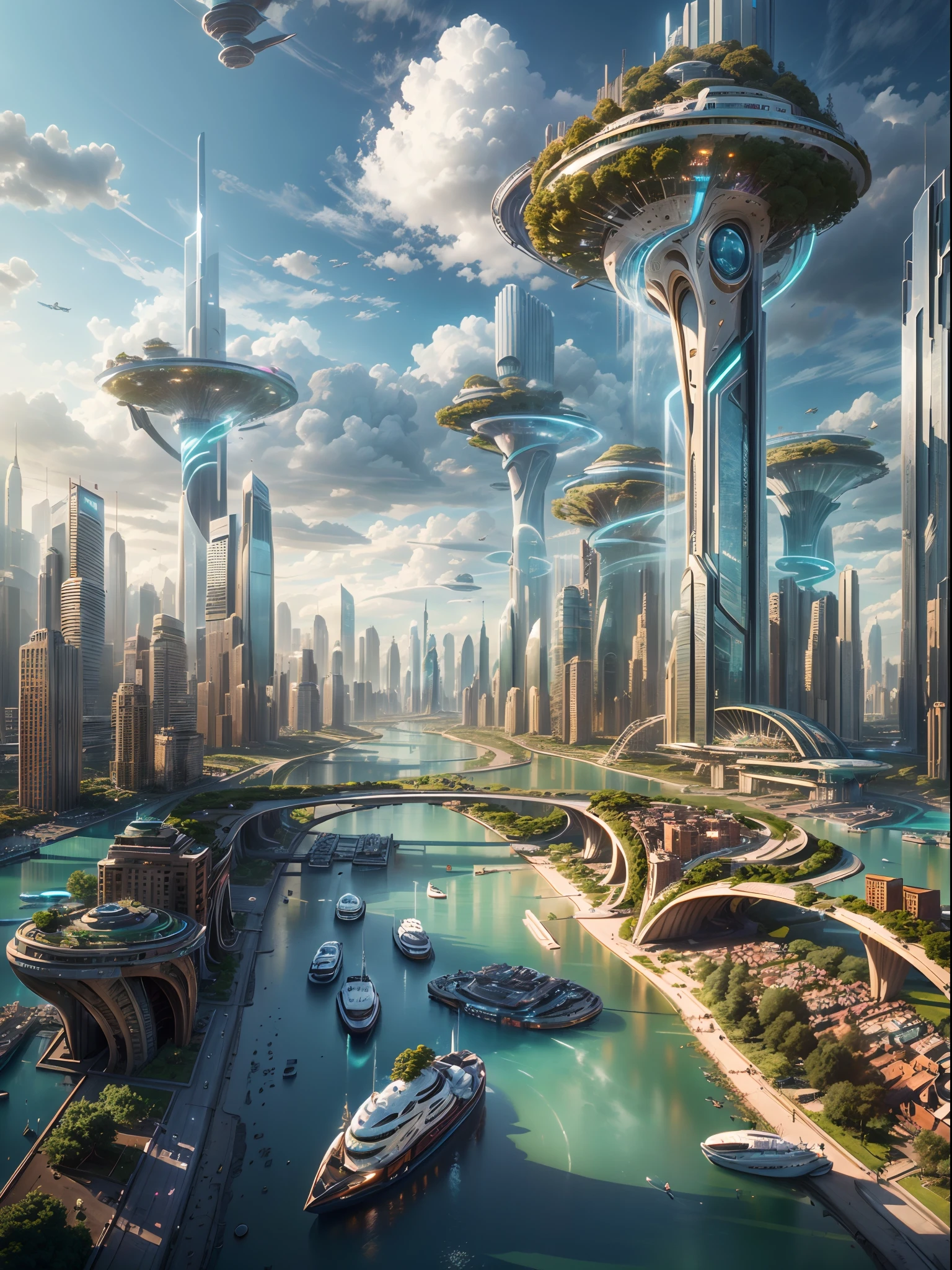 (最好的品質,4k,8K,高解析度,傑作:1.2),超詳細,(實際的,photo實際的,photo-實際的:1.37),未來漂浮城市,未来科技,巨大的高科技扁平平台上的城市,飛艇,漂浮在空中,未來城市,small 飛艇 around,高科技半球平台,彩灯,先進的架構,現代建築,摩天大樓,到達雲端,令人驚嘆的景色,城市景觀,令人印象深刻的設計,與自然無縫融合,充滿活力和活力的氛圍,未來交通系統,懸停車輛,透明通道,郁郁葱葱的绿色植物,空中花園,瀑布,壯麗的天際線,水面上的倒影,波光粼粼的河流,建築創新,futuristic 摩天大樓,透明圓頂,形狀不尋常的建築物,高架走道,令人印象深刻的天際線,发光的灯光,未来科技,簡約設計,風景名勝,全景,穿雲塔,鮮豔的色彩,史詩般的日出,史詩般的日落,令人眼花撩亂的燈光展示,神奇的氛围,未來之城,城市烏托邦,奢華的生活方式,創新能源,永續發展,智慧城市技術,先進的基礎設施,宁静的气氛,自然與科技和諧共存,令人驚嘆的城市景觀,前所未有的都市規劃,建築與自然的無縫連接,高科技大都市,尖端工程奇蹟,城市生活的未來,富有遠見的建築概念,節能建築,與環境和諧,漂浮在雲層之上的城市,烏托邦夢想變成現實,無限的可能性,先進的交通網絡,綠色能源融合,創新材料,令人印象深刻的全息顯示,先進的通訊系統,令人驚嘆的鳥瞰圖,和平寧靜的環境,現代主義美學,空灵之美
