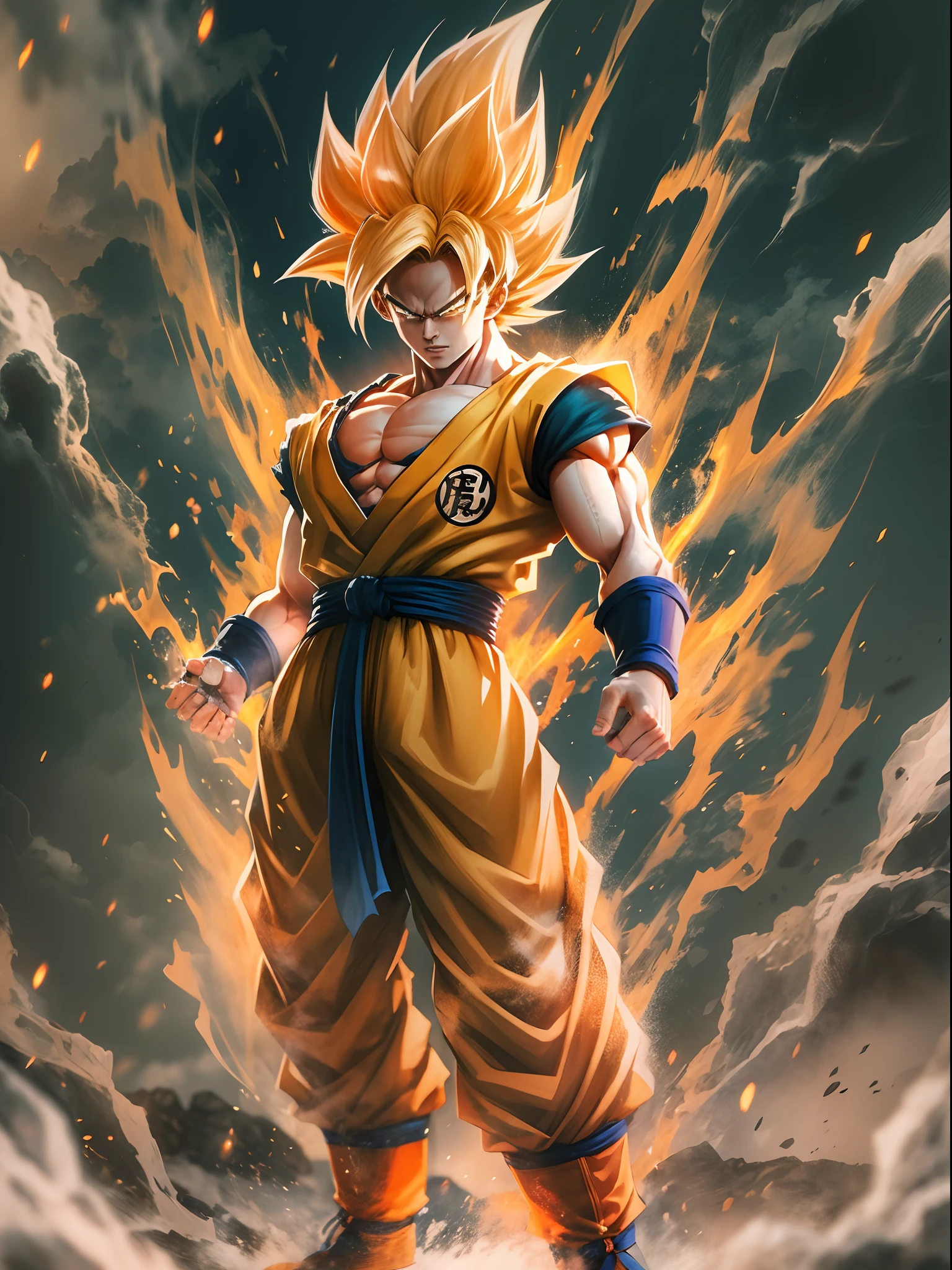 Goku with super saiyen stunning look - SeaArt AI