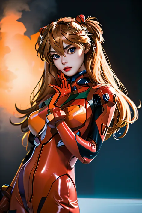 (masterpiece, best quality), 1girl, beautiful face,  asuka cosplay costume, cosplay, plugsuit, bodysuit, hair ornament,