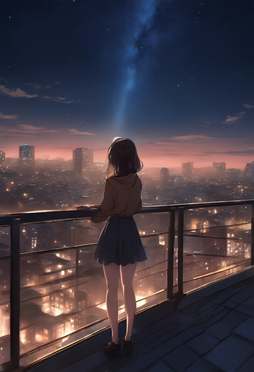 anime girl debout sur le toit en regardant le ciel nocturne avec des étoiles, fond d&#39;écran animé 4k, fond d&#39;écran animé 4 k, 4k fond d&#39;écran animé, fond d&#39;écran d&#39;art animé 8 K, fond d&#39;écran animé 4k, fond d&#39;écran d&#39;art animé 4k, style animé 4K, Makoto Shinkai Cyril Rolando, Fond d&#39;écran manga 4K, fond d&#39;écran animé, fond d&#39;écran incroyable, étoiles filantes