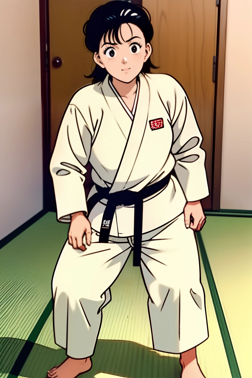 A close up of a person in a karate outfit standing on a mat - SeaArt AI