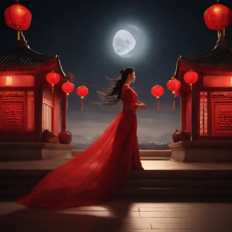 Mid-Autumn Festival, Reunion, Full moon, the night, （Moon cake）, teas, the fruits, edgBunny, Chang'e rushes to the moon, symetry, High detail, romanticism lain, Sparkle, god light, Ray tracing, hyper HD, retinas, Masterpiece, ccurate, Super detail, High de...