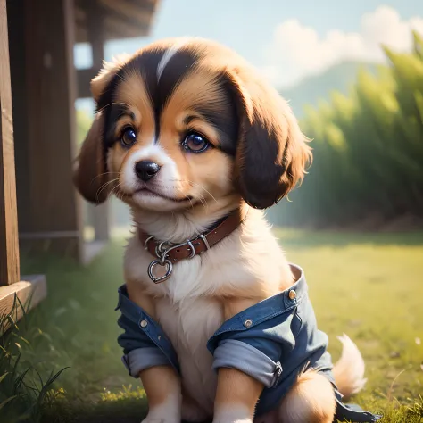 Cute puppy with beautiful background