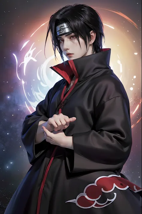 ((4k works))、​masterpiece、（top-quality)、((high-level image quality))、((one manly boy))、slim body、((uchiha itachi cosplay))、((uch...