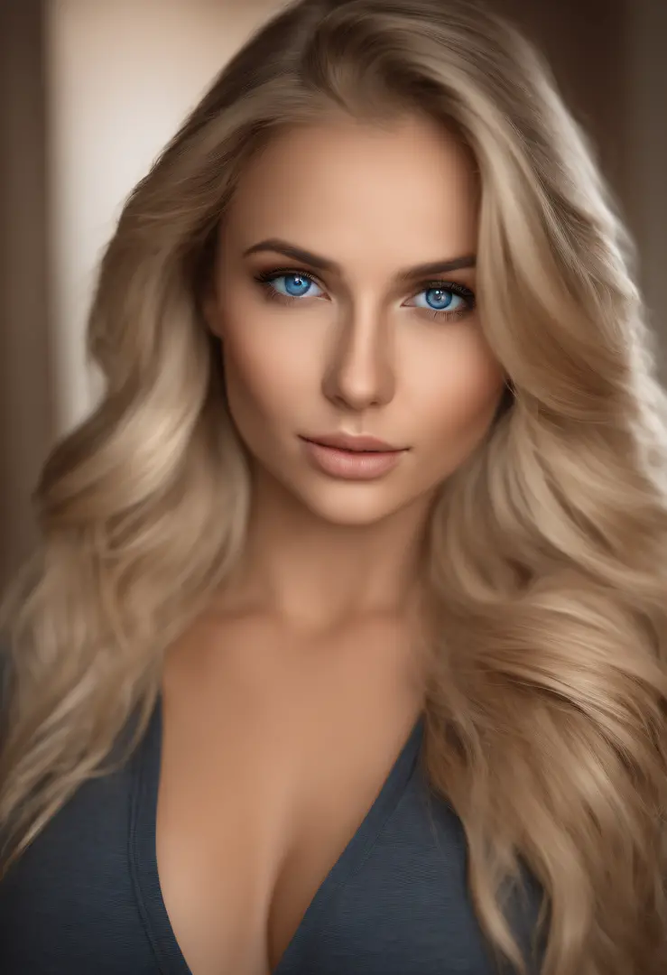 arafed woman fully , sexy girl with blue eyes, ultra realistic, meticulously detailed, blonde hair and large eyes, selfie of a young woman, bedroom eyes, without makeup, natural makeup, looking directly at the camera, face with artgram, subtle makeup, spor...