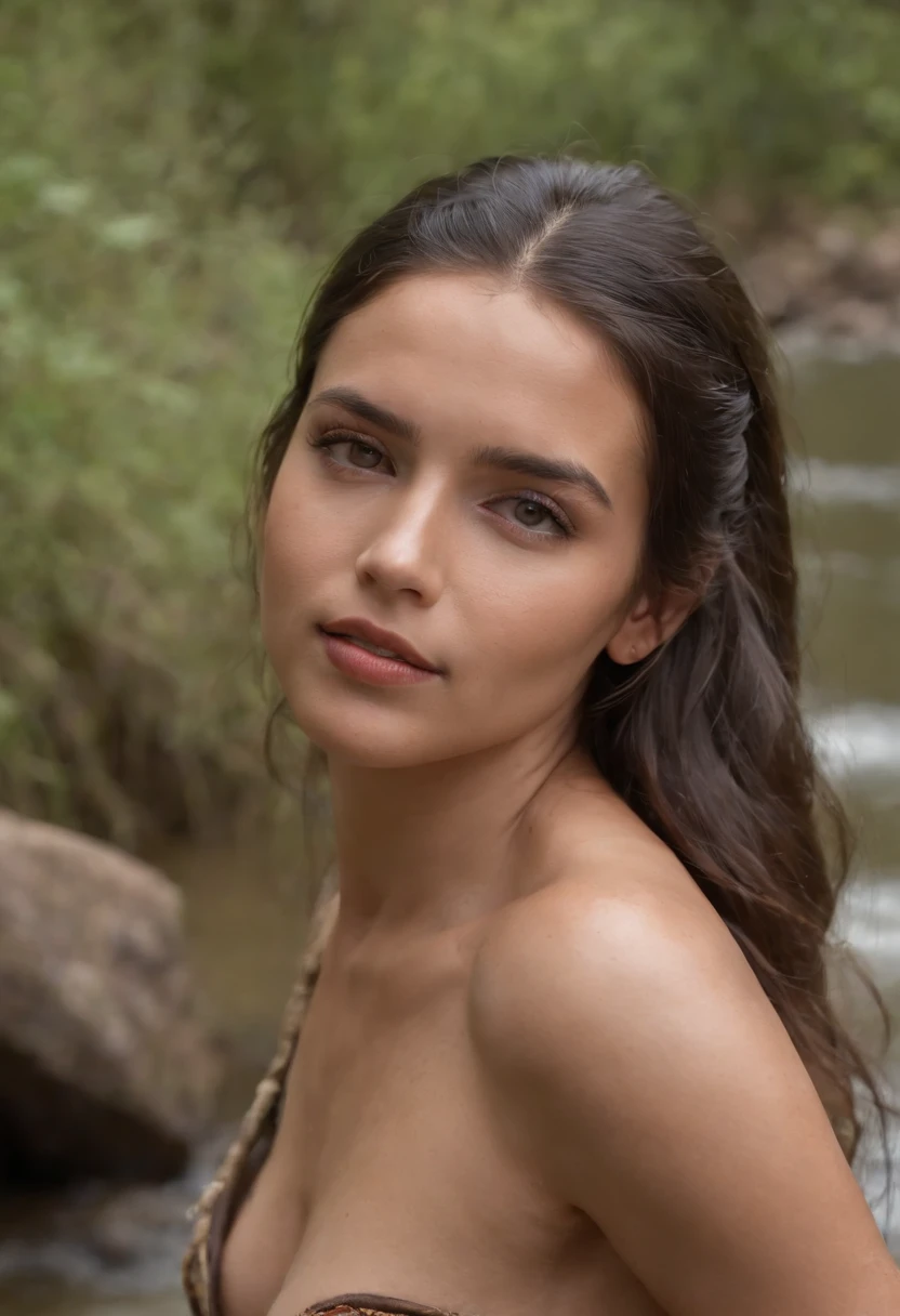 A close up of a woman in a bikini posing in a river - SeaArt AI