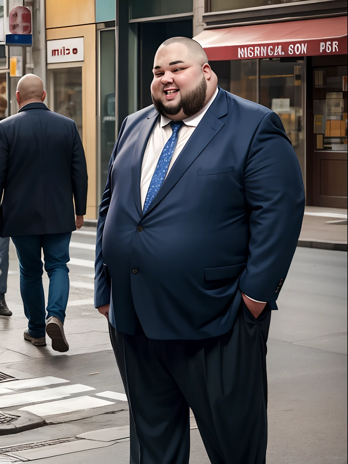 Arafed man in a suit and tie standing on a city street - SeaArt AI