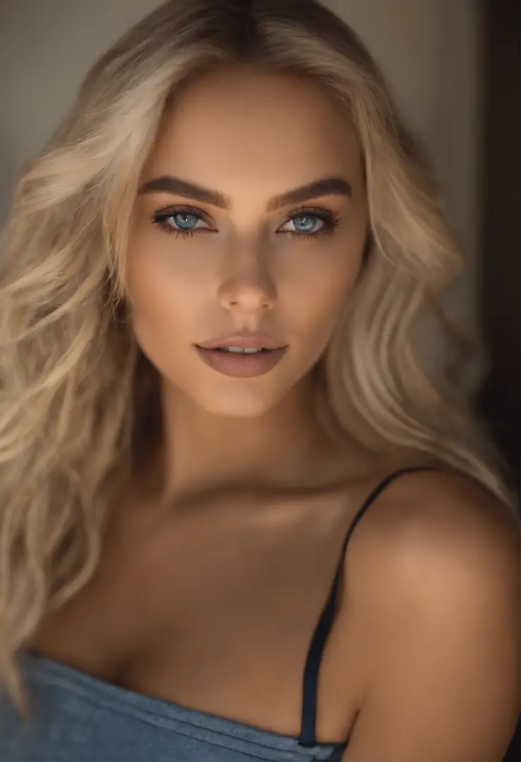 Oman with matching tank top and panties, fille sexy aux yeux bleus, Portrait Sophie Mudd, Portrait de Corinna Kopf, cheveux blonds et grands yeux, selfie of a young woman, ohne Maquillage, maquillage naturel, Look directly into the camera, Visage avec Artg...