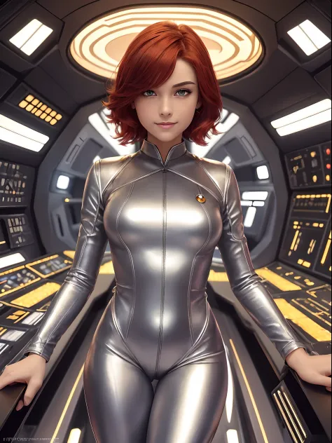 Outstanding picture quality, outstanding details, Ultra-high resolution, (Realism: 1.4), ((close up:0.75)), the best illustration, favor details, Highly concentrated for 1 young Martian woman, beautiful and delicate face, Short Hair Hair, painted in fiery ...