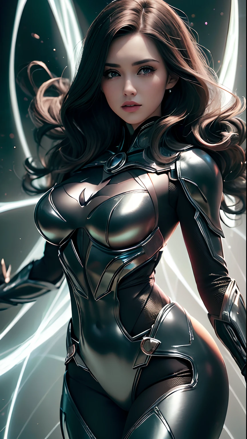 ((Best Quality)), ((Masterpiece)), (detailed: 1.4), ..3D, an image of a beautiful woman in batman costume with thick voluminous hair, light particles, Pure energy, chaos, antitech, HDR (High Dymanic Range), ray tracing ,NVIDIA RTX, Super-Resolution,