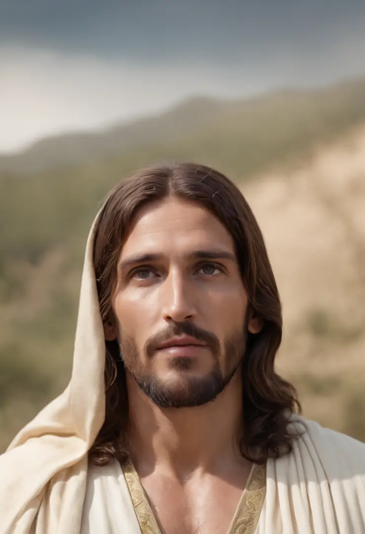 Jesus de frente com 33 anos, ultra realista, 4k