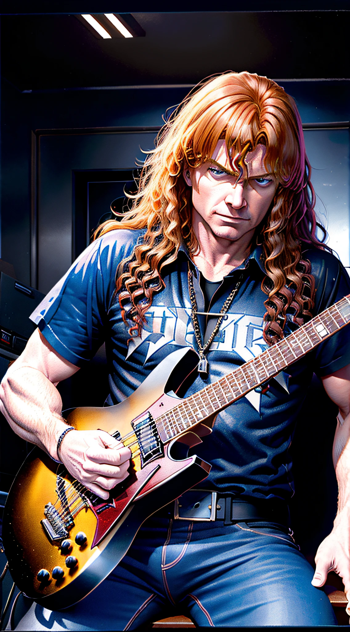 Dave Mustaine in HQ style, heavy metal aesthetic