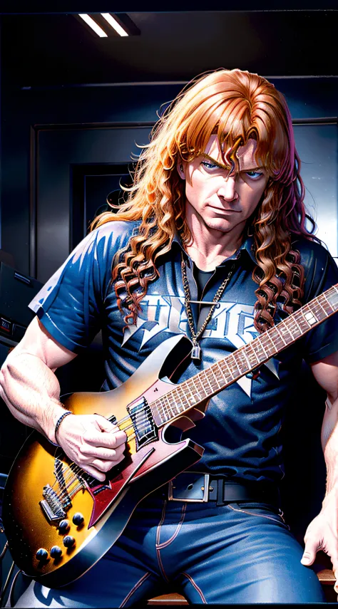 dave mustaine in hq style, heavy metal aesthetic