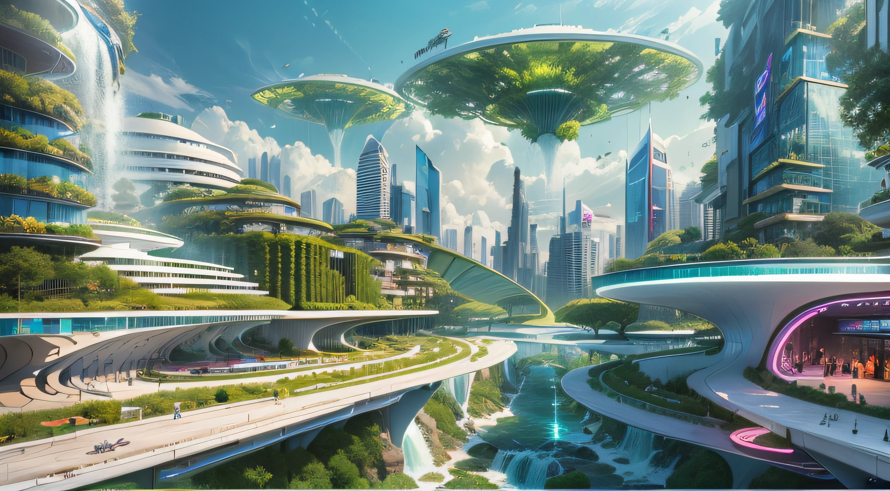 (最高品質,4K,8k,高解像度,傑作:1.2),超詳細,(現実的,写実的な,写真のようにリアル:1.37),未来的な水上都市,未来の技術,巨大な都市型ハイテクタブレットプラットフォーム,飛行船,空に浮かぶ,未来都市,小さな飛行船が周囲に,ハイテク半球形プラットフォーム,カラフルなライト,高度なアーキテクチャ,モダン建築,超高層ビル,クラウドにアクセスする,美しい景色,街の眺め,印象的なデザイン,自然とシームレスに融合,活気に満ちた活気のある雰囲気,未来の交通システム,吊り下げ式駐車場,透明なパス,豊かな緑,スカイガーデン,滝,壮大なスカイライン,水面に映る,輝く川,建築の革新,未来的な高層ビル,透明ドーム,建物の形状が珍しい,高架歩道,印象的なスカイライン,光るライト,未来の技術,ミニマリストデザイン,景勝地,全景,雲を貫く塔,鮮やかな色彩,壮大な日の出,壮大な夕日,まばゆい光のディスプレイ,魔法のような雰囲気,未来都市,都会のユートピア,ラグジュアリーライフスタイル,革新的なエネルギー,持続可能な発展,スマートシティテクノロジー,高度なインフラストラクチャ,静かな雰囲気,自然とテクノロジーは調和して共存する,素晴らしい街並み,前例のない都市計画,建築は自然とシームレスにつながる,ハイテク都市,最先端のエンジニアリングの驚異,都市生活の未来,先見性のある建築コンセプト,エネルギー効率の高い建物,環境との調和,雲の上に浮かぶ街,ユートピアの夢が現実になる,可能性は無限大,最先端の交通ネットワーク,グリーンエネルギーの統合,革新的な素材,印象的なホログラフィックディスプレイ,高度な通信システム,息を呑むような空中からの眺め,静かで平和な環境,モダニズムの美学,天上の美しさ