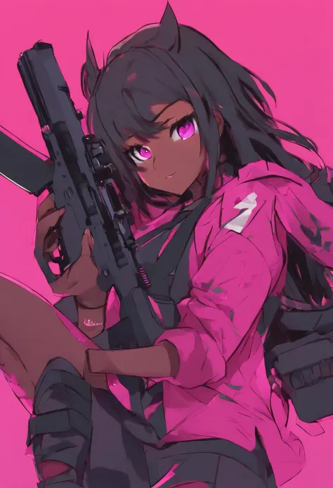 (ultra-detailed), (best illustration),(best shadow), (sharp eyeliner, eyeshadow, detailed eyes:1.1),, , anime black girl with a gun and a uniform on, thicc, commission for high res, cutesexyrobutts, (sfw) safe for work, bottom body close up, shorts, ripped...